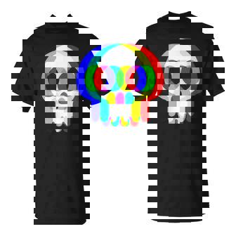 Skull Trippy Vaporwave Halloween Techno Rave EDM Party T-Shirt | Mazezy