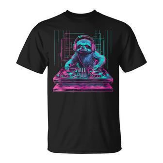 Sloth Dj House Techno Edm Music Producer Turntable Dj Sloth T-Shirt - Thegiftio