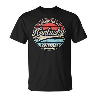 Someone In Kentucky Loves Me Us State Cool Retro T-Shirt - Thegiftio UK