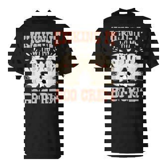 Spooky Halloween Soccer Kicking It With My Boo Crew T-Shirt - Thegiftio