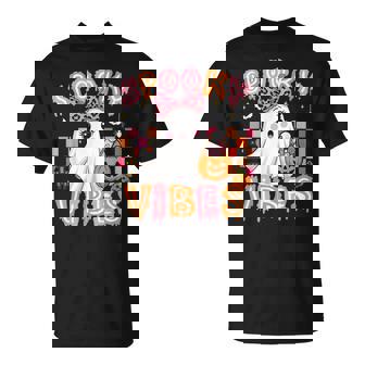 Spooky Vibes Cute Boo Ghost Halloween Costumes Girls T-Shirt - Monsterry