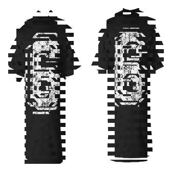 Sports Jersey Grunge Number 6 Fan Team Player Birthday T-Shirt | Mazezy