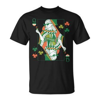 St Patrick's Day Irish Hearts Queen Playing Cards Clover T-Shirt - Thegiftio UK