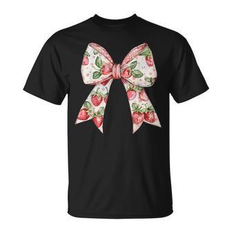 Strawberry Festival Coquette Bow Berry Fruit Season Women T-Shirt - Monsterry
