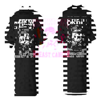 Strike Out Breast Cancer Baseball Ice Cream Drip Pink Ribbon T-Shirt | Seseable UK