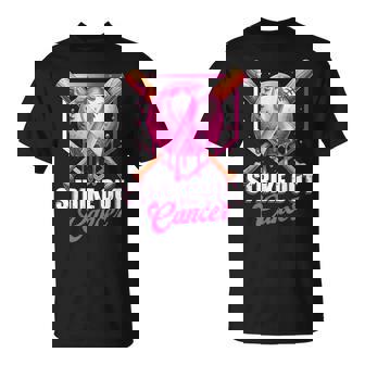 Strike Out Home Plate Baseball Ice Cream Drip Breast Cancer T-Shirt - Monsterry