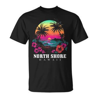 Surfer Souvenir North Shore Oahu Hawaii Hibiscus T-Shirt | Mazezy
