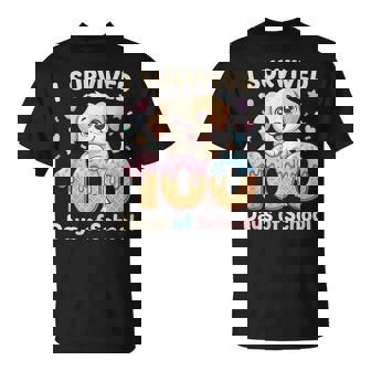 I Survived 100 Days Of School Punny Dog Ice Cream Drip T-Shirt | Mazezy