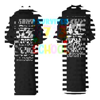 I Survived 6733 100Th Day Of School Principal Life T-Shirt - Thegiftio