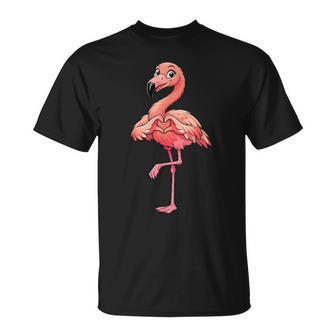 Süßer Rosa Flamingo Mit Herzsymbol T-Shirt - Geschenkecke