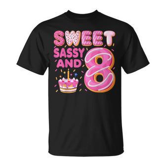 Sweet Sassy And 8 Donut Doughnut 8 Years Old 8Th Birthday T-Shirt - Monsterry UK
