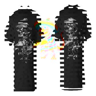 T-Rex Dinosaur Taco Lover Cinco De Mayo Sombrero Poncho T-Shirt - Thegiftio