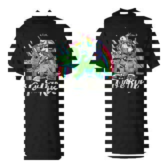 Techno Party Unicorn Sloth Dinosaur Rave Music T-Shirt | Mazezy