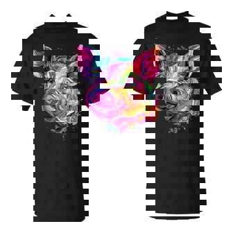 Tête De Cochon Colorée Arc-En-Ciel T-Shirt - Cadeauxyz
