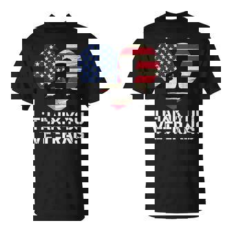 Thank You Veterans Day American Flag Heart Patriotic Hero T-Shirt | Mazezy