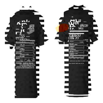 Thanksgiving Food Apparel Apple Pie Nutrition Facts T-Shirt | Mazezy