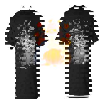 Thanksgiving Kittens And Pumpkin Cats Lover Fall T-Shirt - Monsterry