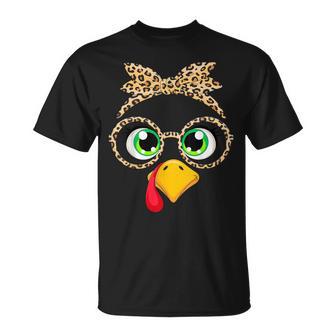 Thanksgiving Outfit For Turkey Leopard Glasses Bandana T-Shirt - Thegiftio UK
