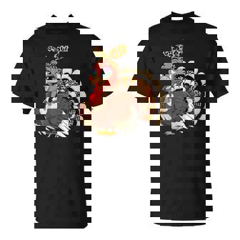 Thanksgiving Turkey Leopard Girl Autumn Fall T-Shirt | Mazezy