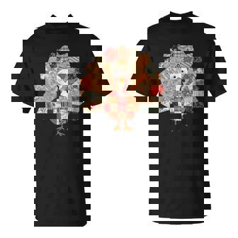 Thanksgiving Vintage Patchwork Turkey Floral Plaid Quilting T-Shirt | Seseable UK