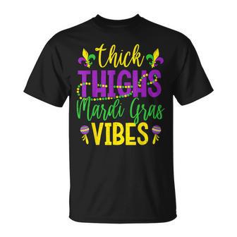 Thick Thighs Mardi Gras Vibes Parade Festival Girls T-Shirt - Monsterry