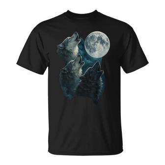 Three Wolves Howling At The Moon 3 Wolf Moon T-Shirt - Thegiftio