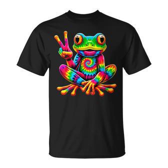 Tie-Dye Frog Peace Sign Hippie T-Shirt - Thegiftio UK