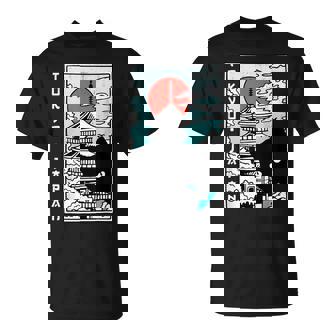 Tokyo Japan Cute Kawaii Japanese Temple Black Cat T-Shirt | Seseable CA