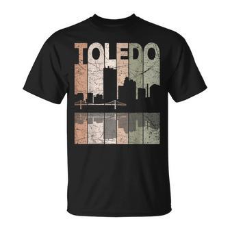 Toledo Vintage Toledo Ohio Retro Toledo Skyline Small Black T-Shirt - Thegiftio