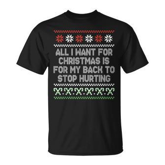Tout Ce Que Jeeux Pour Noël C'est Que Mon Dos Cesse De Me Faire Mal T-Shirt - Cadeauxyz