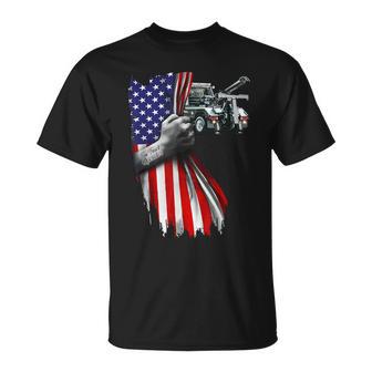 Tow Truck Operator Work American Flag For Tow Truck Driver T-Shirt - Thegiftio UK