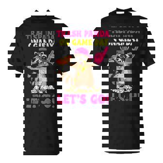 Trash Panda On Game Day Vibes Retro Baseball Raccoon Hotdog T-Shirt - Monsterry