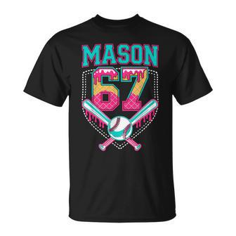 Trendy Mason 67 Mem Ice Cream Drip Baseball Birthday Costume T-Shirt - Thegiftio UK