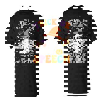 Trick Or Speech Halloween Slp Retro Speech Therapy Halloween T-Shirt - Thegiftio