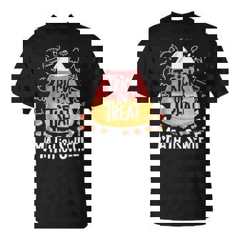 Trick Or Treat Math Is Sweet Spooky Halloween Teacher T-Shirt - Thegiftio