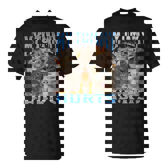 My Tummy Hurts Cat Meme Bootleg Graphic T-Shirt - Monsterry
