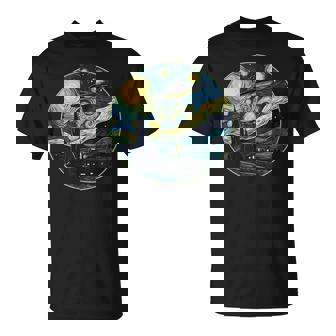 UFO Aliens And Bigfoot Impressionist Style Novelty UAP T-Shirt | Mazezy