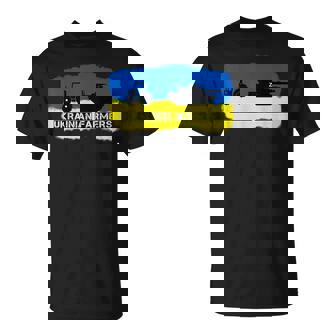 Ukrainische Bauernhof Ukraine Flagge Traktor Mit Panzer T-Shirt - Seseable