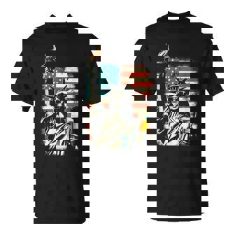 Usa Statue Of Liberty 4Th Of July Party Beer Patriotic Men T-Shirt | Mazezy