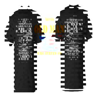 USS Midway CV 41 Aircraft Carrier Flag Underestimate Old Man T-Shirt | Mazezy