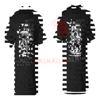 Valhalla Odin Brújula Nórdica Con Runasikingas De Lobo Y Cuervo Camiseta unisex - Regaloses