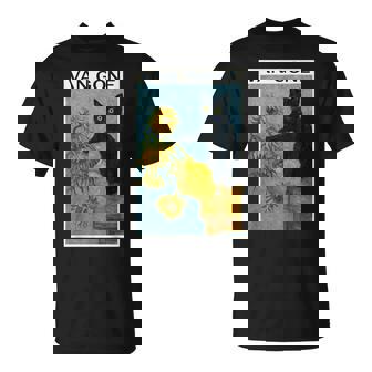 Van Gogh Black Cat With Sunflowers Cat T-Shirt - Monsterry