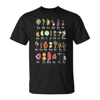 Vegetable Garden Alphabet Gardener Gardening Veggie Lover T-Shirt - Thegiftio UK