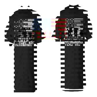 Veterans No Kings Vintage America Flag Veterans T-Shirt | Mazezy
