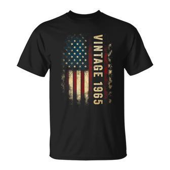 Vintage 1965 60 Year Old American Flag 60Th Birthday Party T-Shirt - Thegiftio UK