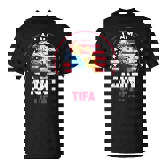 Vintage I Am Aunt Tifa Woman's Girl Aunt Tifa America Flag T-Shirt - Thegiftio