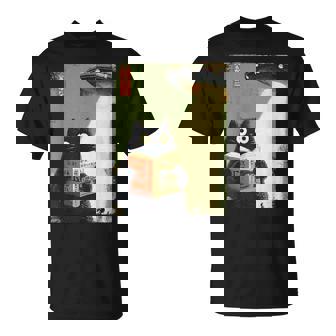 Vintage Japanese Cat Book Lovers Ufo Alien Abduction Cat Dad T-Shirt | Seseable FR