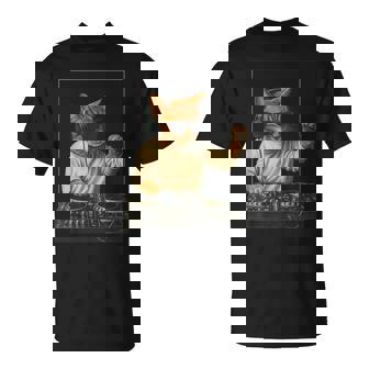 Vintage Orange Tabby Cat Playing Music Cat Lovers Dj Lovers T-Shirt - Monsterry