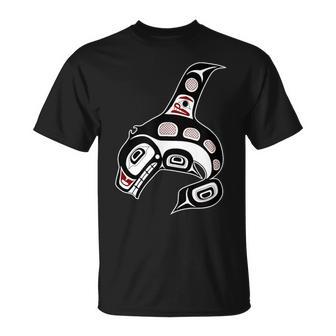 Vintage Rotchwarz Haida Orca Wal Ureinwohner Kunst T-Shirt - Geschenkecke