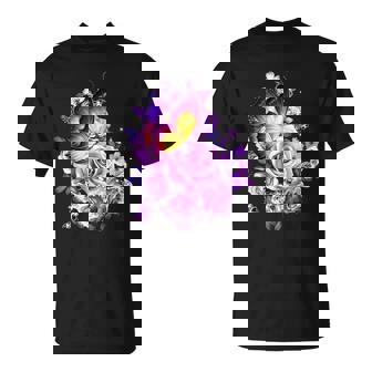 Viola Con Farfalle E Fiori Maglietta - Novitaregali